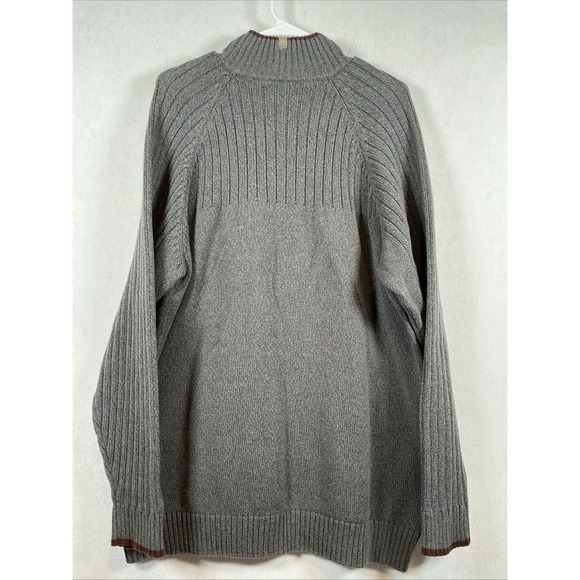 Columbia Mens XL Gray Quarter Zip Cotton Ribbed Pullover Sweater AM2727 Burgundy - Picture 5 of 6